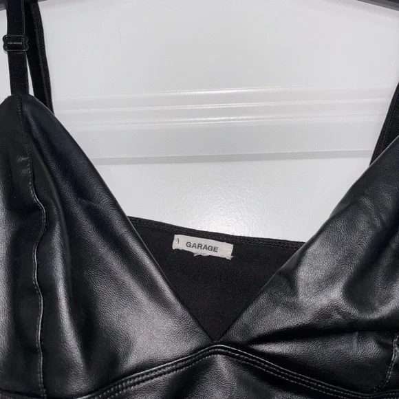 Garage Black Faux Leather Cropped Bralette - Picture 5 of 8